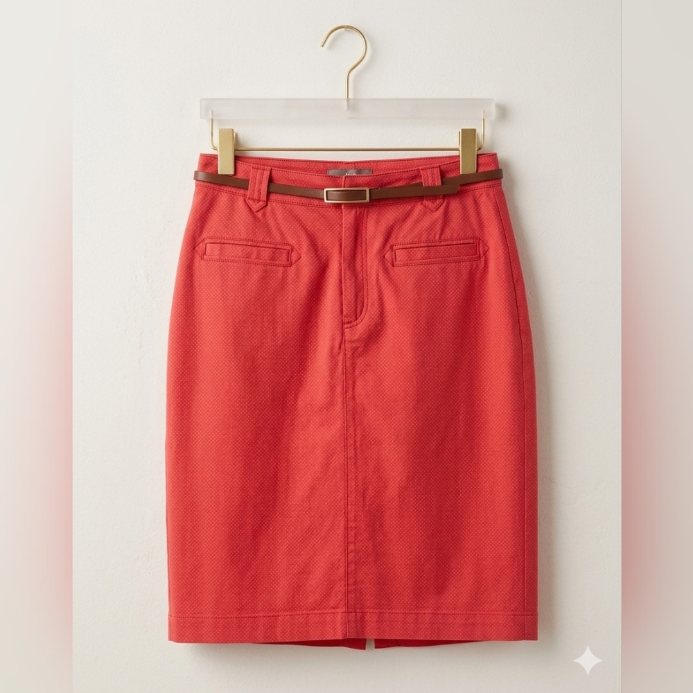 ​Lloyd's Women Skirt Coral Red Polka Dot Pencil Skirt Size 38 (US 6/8)